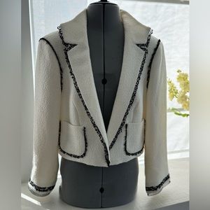 Kay Unger Boucle Tweed Cream Crop Jacket